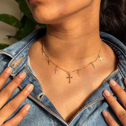 Celeste Cross Metal Necklace