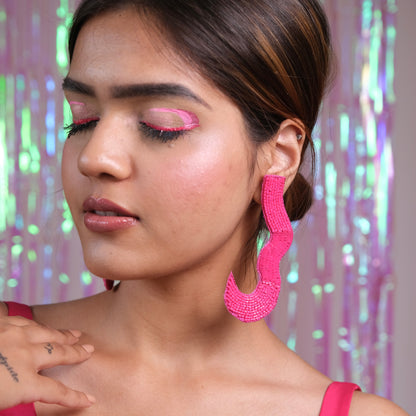 Frida - Pink Handmade Beaded Earrings