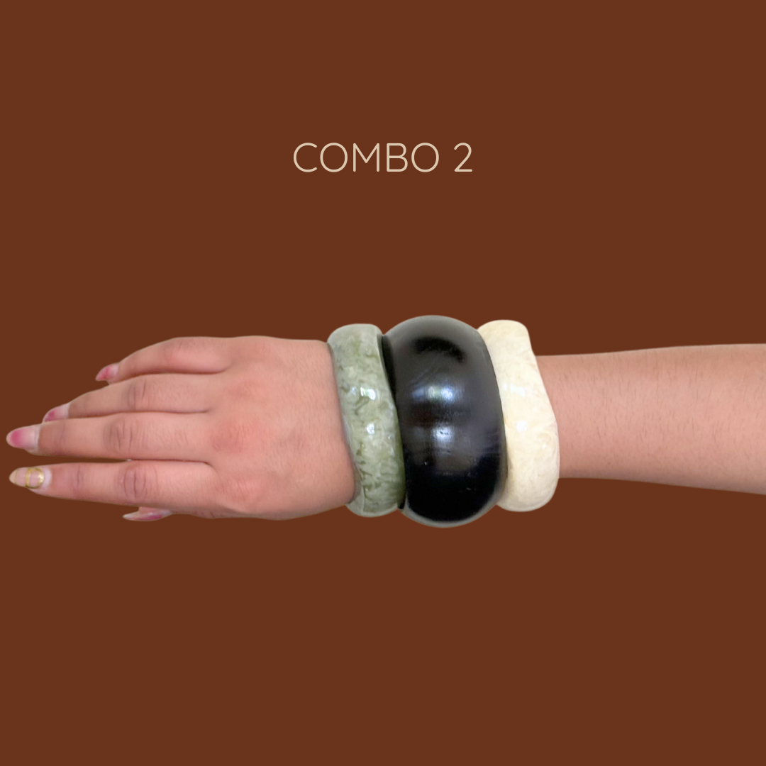 Earthly Black Wooden Bangle Combo
