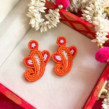 Ganpati Mini Handmade Beaded Earrings