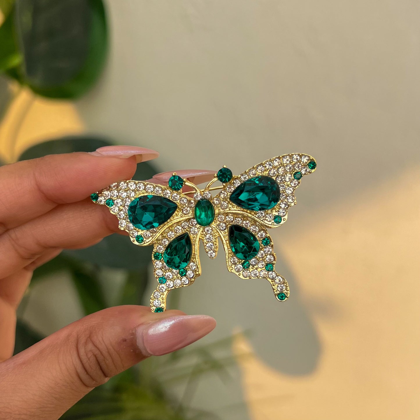 Emerald Luxe Butterfly Brooch