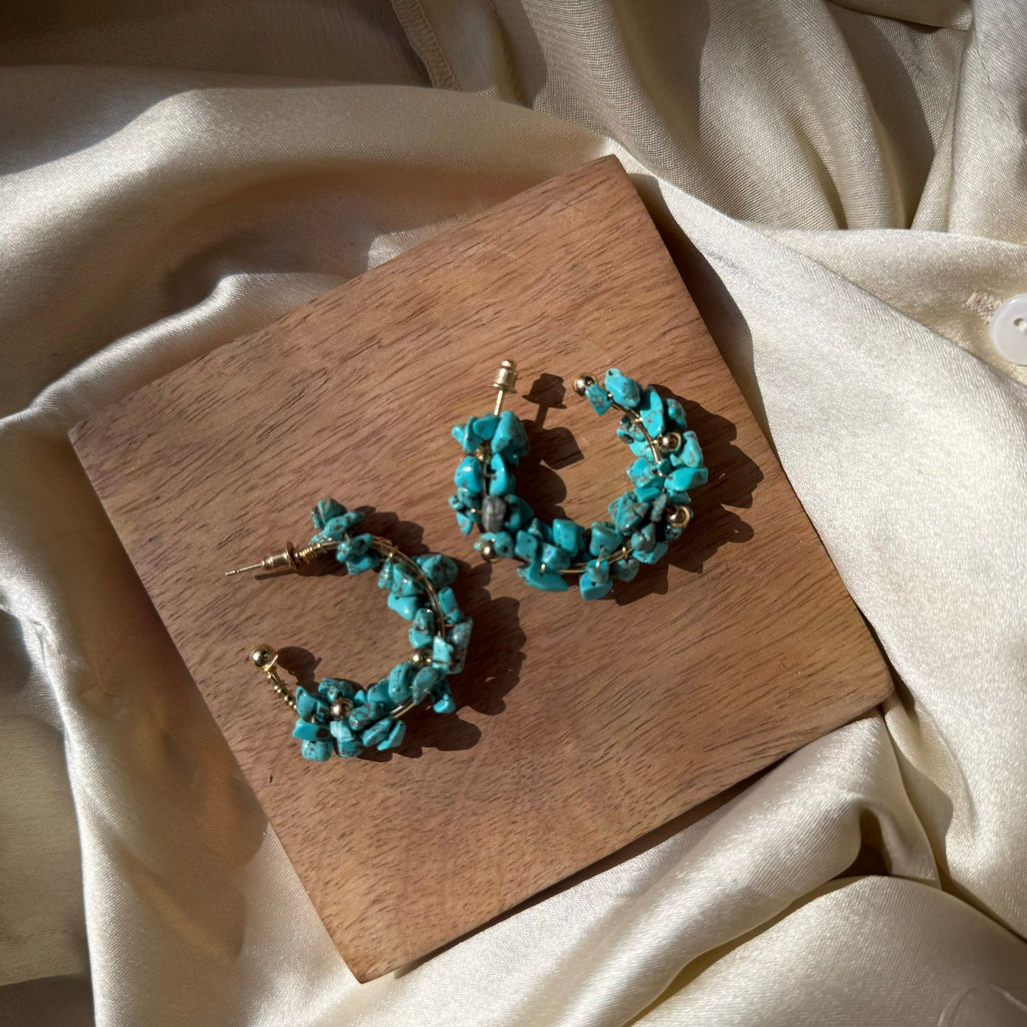 Celeste Hoops- Turquoise