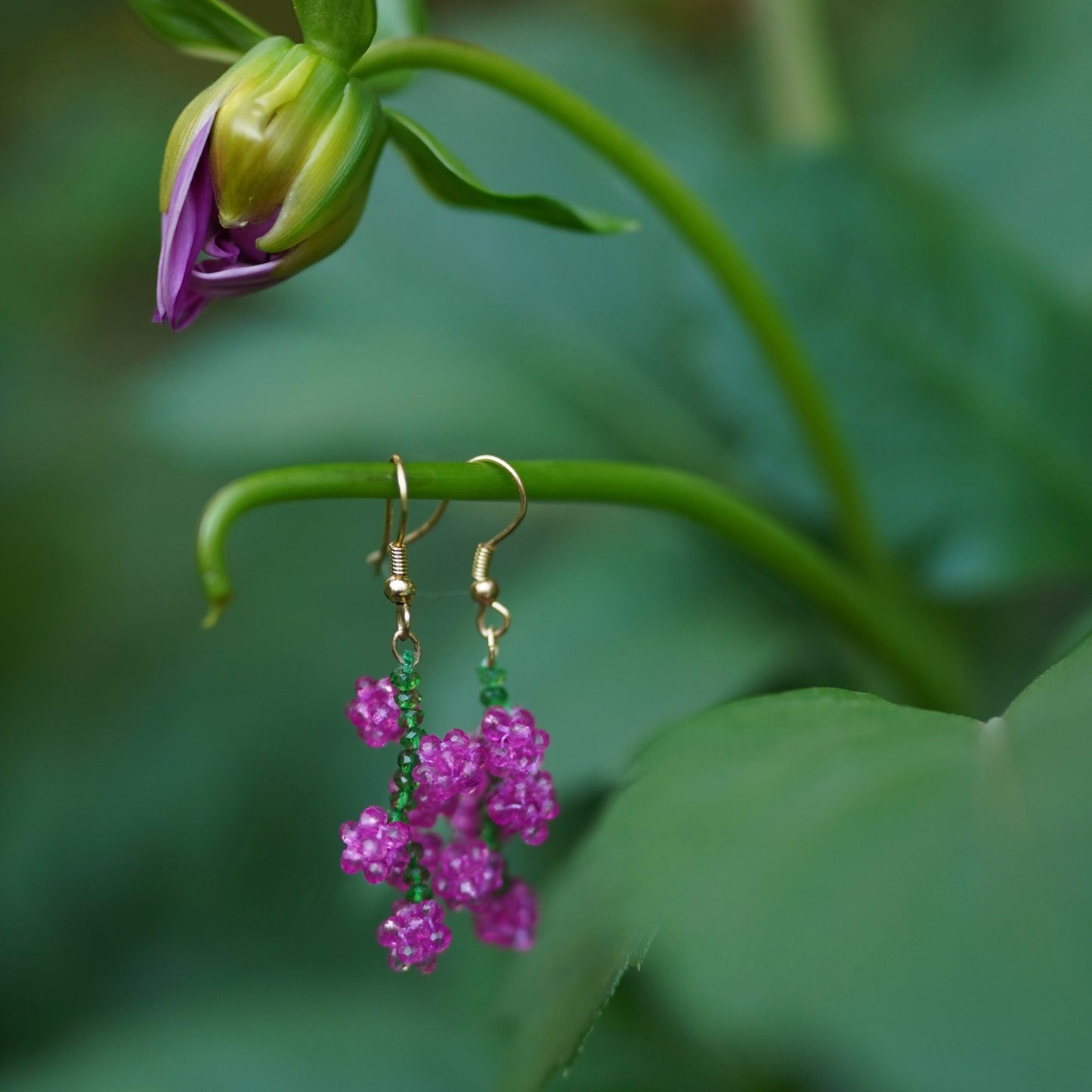 Grape Wine Handmade Beaded Earrings