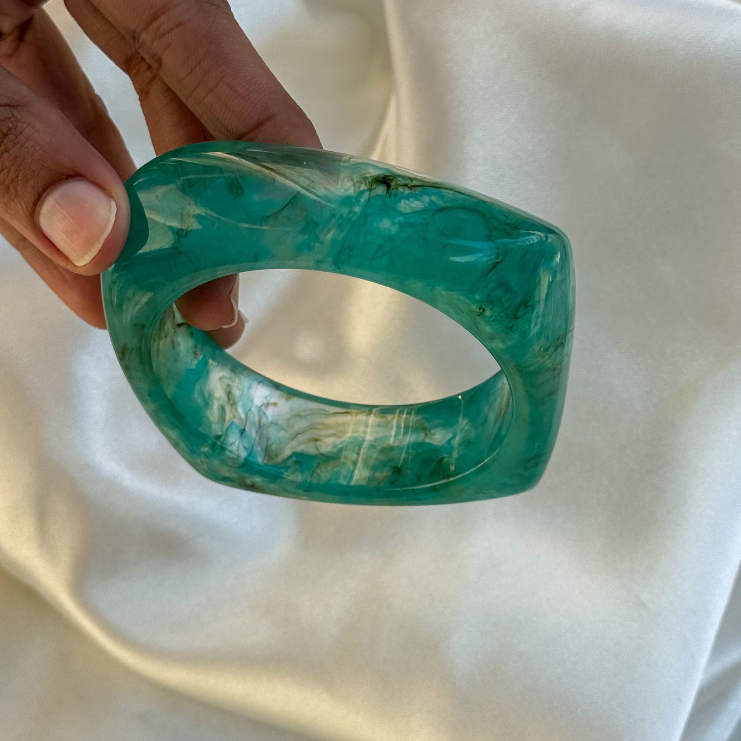 Green Resin Square Bangle