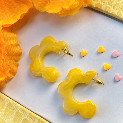 Sunshine Love Yellow Resin Earrings