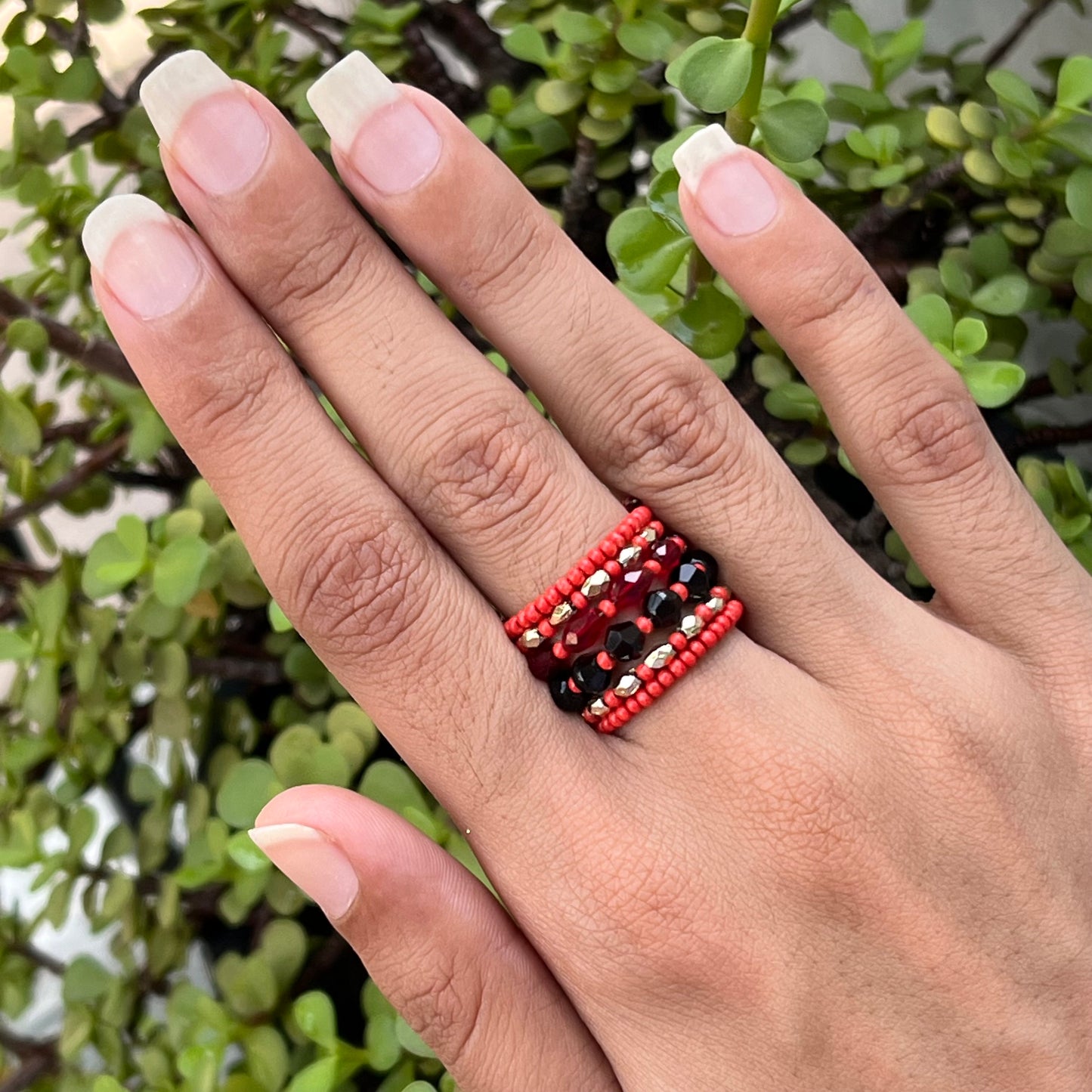 Orange Multi Spiral Beaded Ring