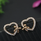 Gold Plated Bow Heart Cubic Zirconia Studs