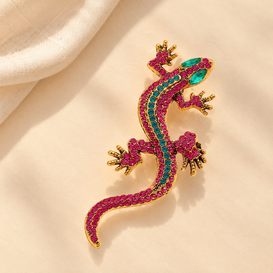 Pink Lizard Brooch