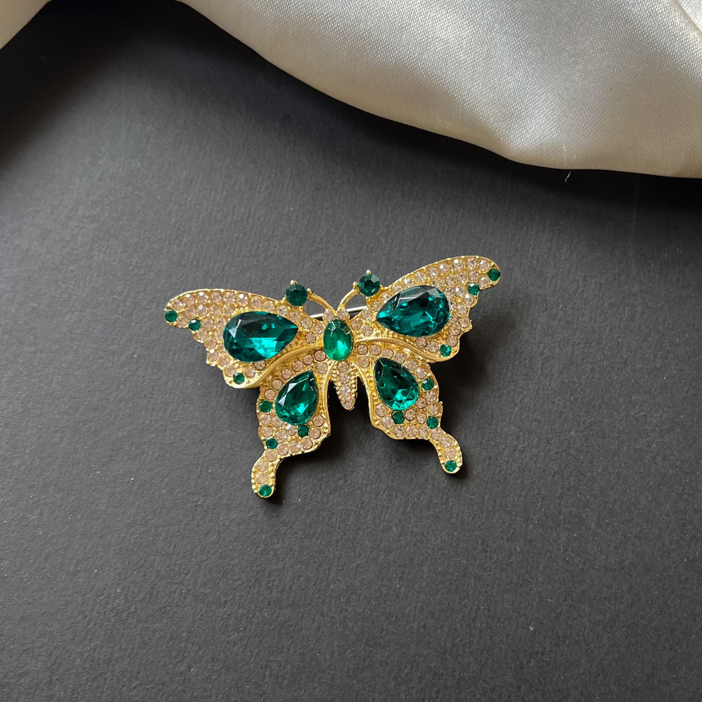 Emerald Luxe Butterfly Brooch