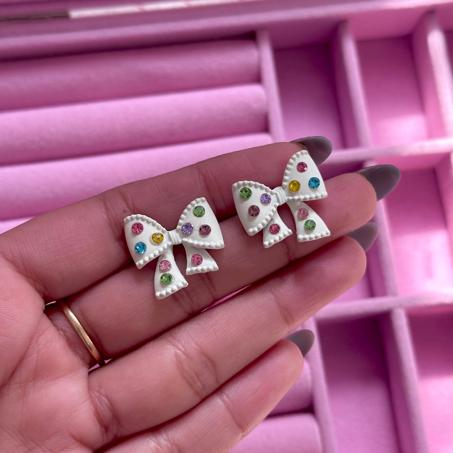 Multicolour Bow Studs