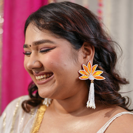 Chaashni Yellow Flower Handmade Beaded Earrings