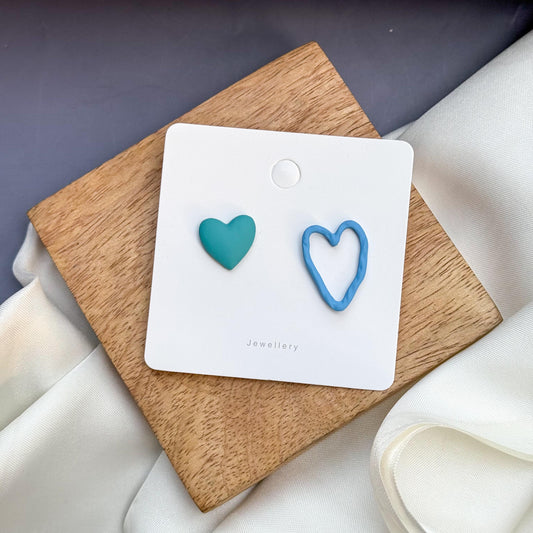 Mismatched Blue Heart Earring