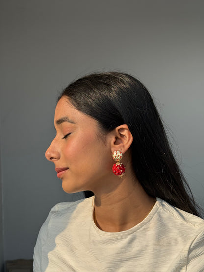 Helen Red+Gold Drop Earring