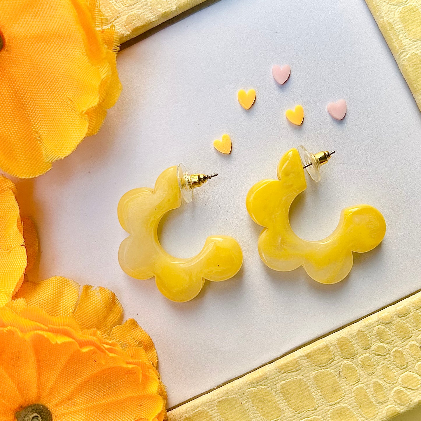 Sunshine Love Yellow Resin Earrings