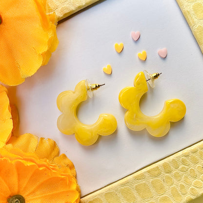 Sunshine Love Yellow Resin Earrings