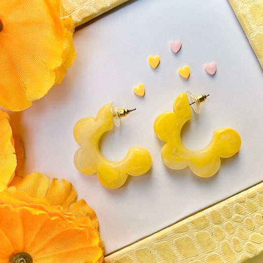 Sunshine Love Yellow Resin Earrings