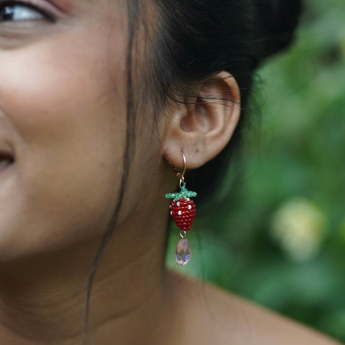 Red Strawberry Handmade Beaded Drops