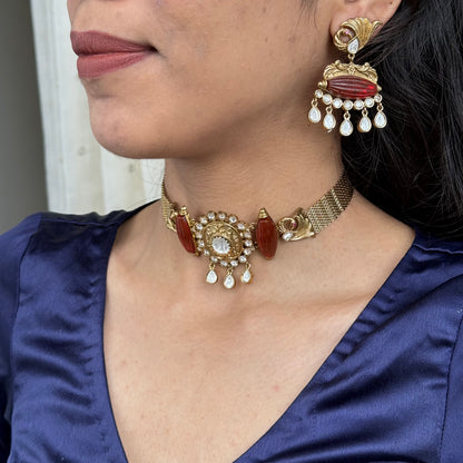 Malika Antique Kundan Necklace Set