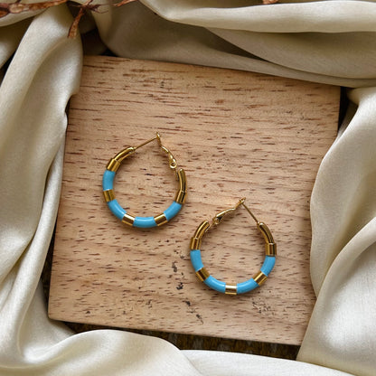 Elsa Blue Gold Metal Earrings