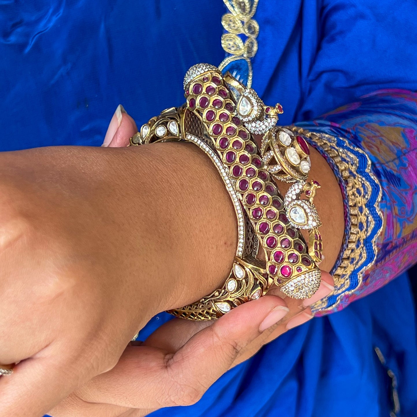 Royal Peacock Handcrafted Kundan Kada