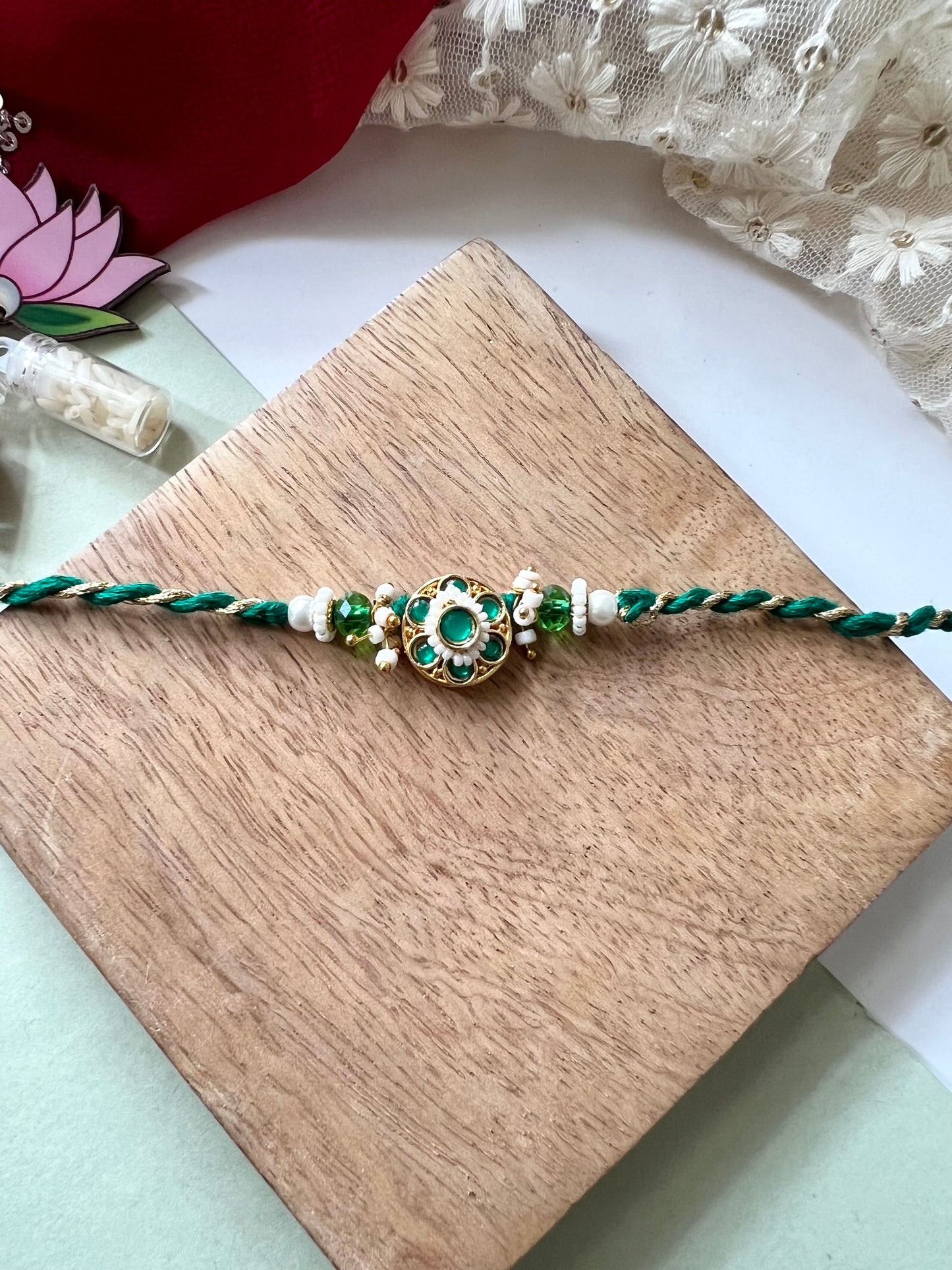 Emerald Royale Bhai-Bhabhi Rakhi & Lumba Set