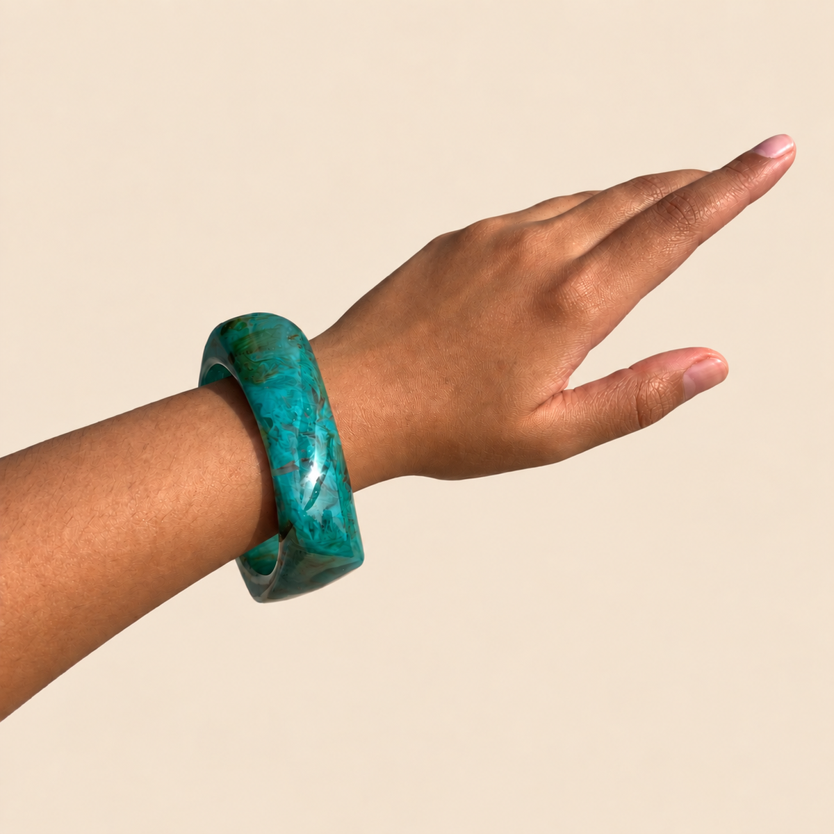 Green Square Resin Bangle