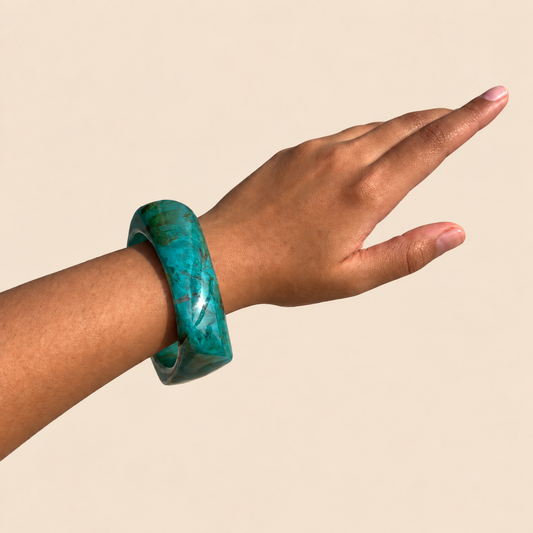 Green Square Resin Bangle