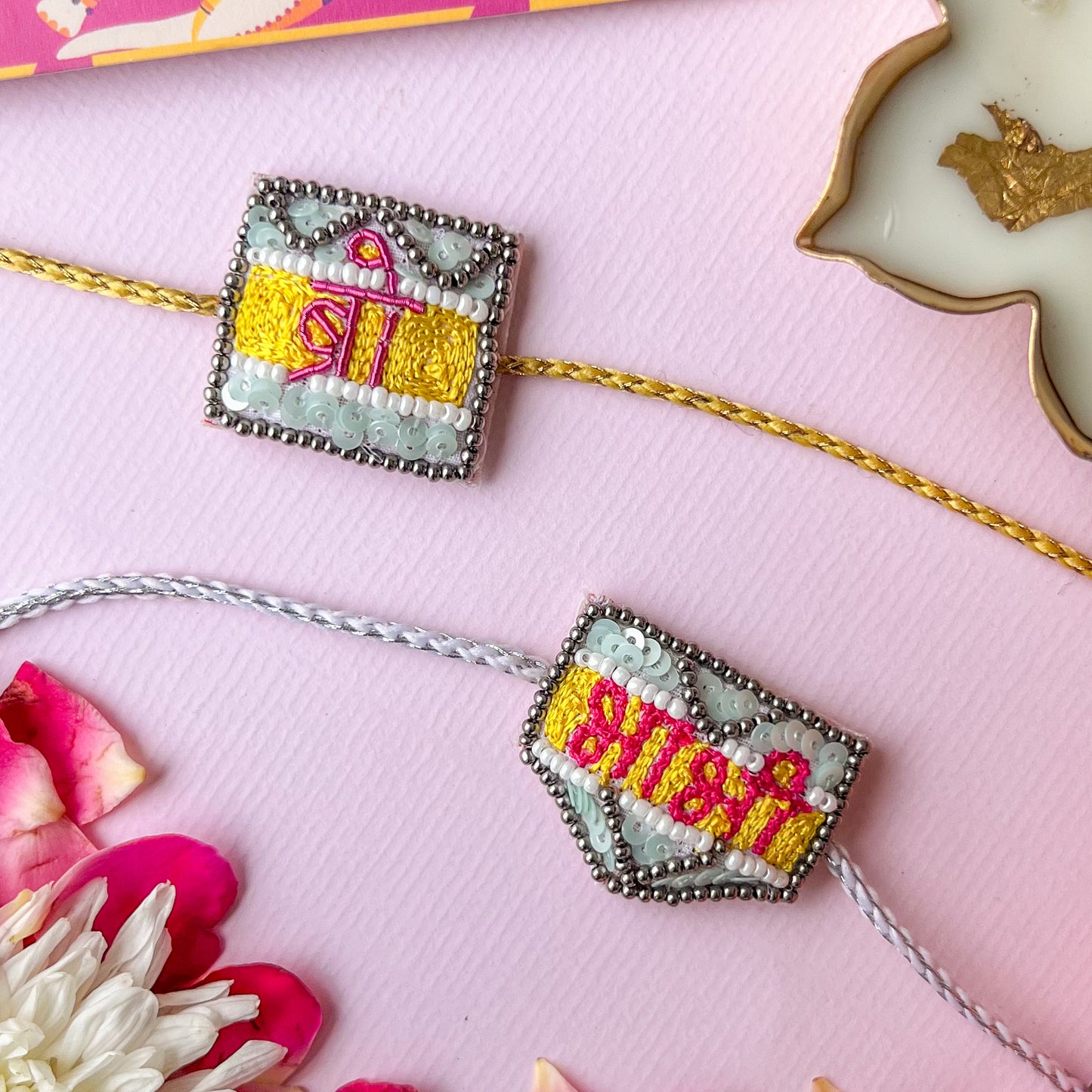 Bro Bhabhi Handmade Beaded Rakhi