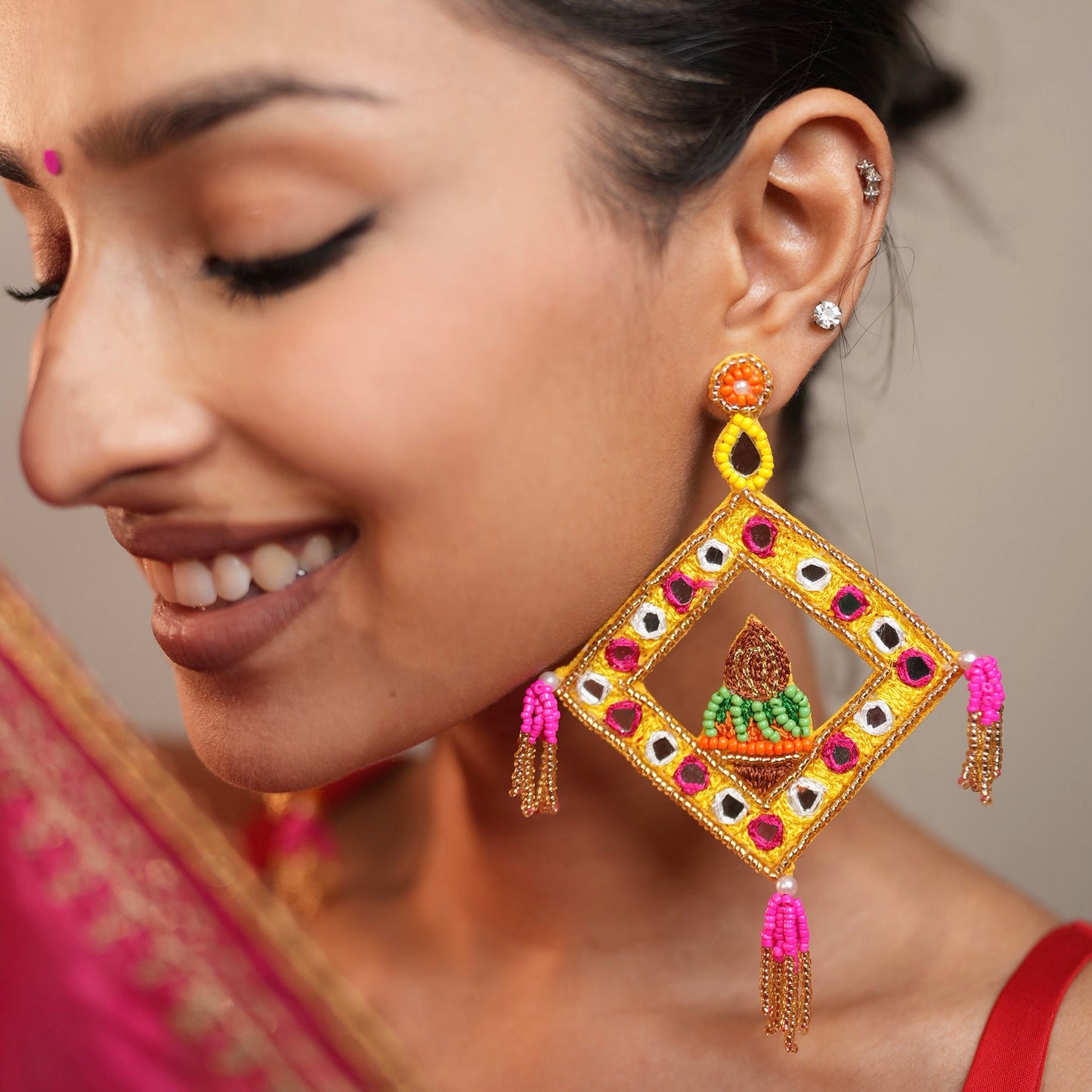 Hawankund Multicolour Handmade Beaded Earrings