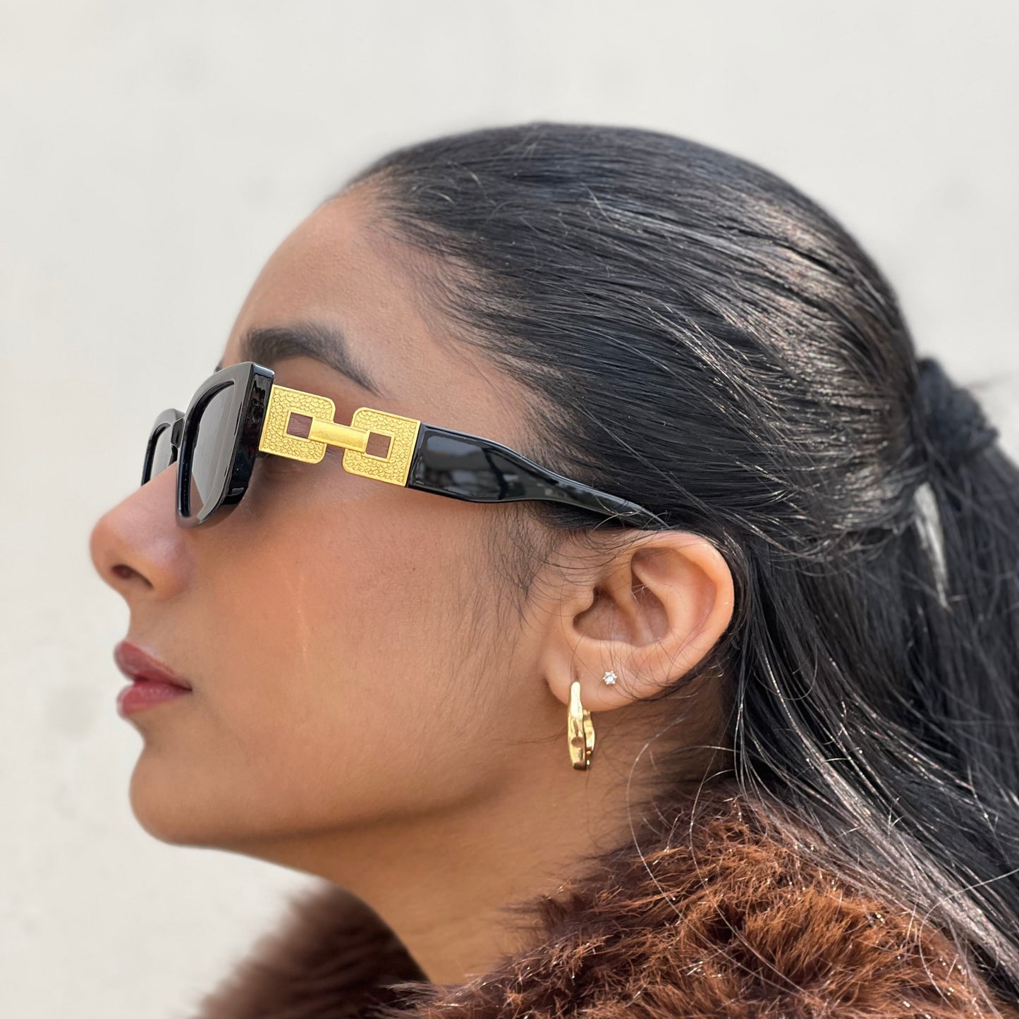 Imperial Black Rectangular Sunglasses