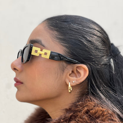 Imperial Black Rectangular Sunglasses