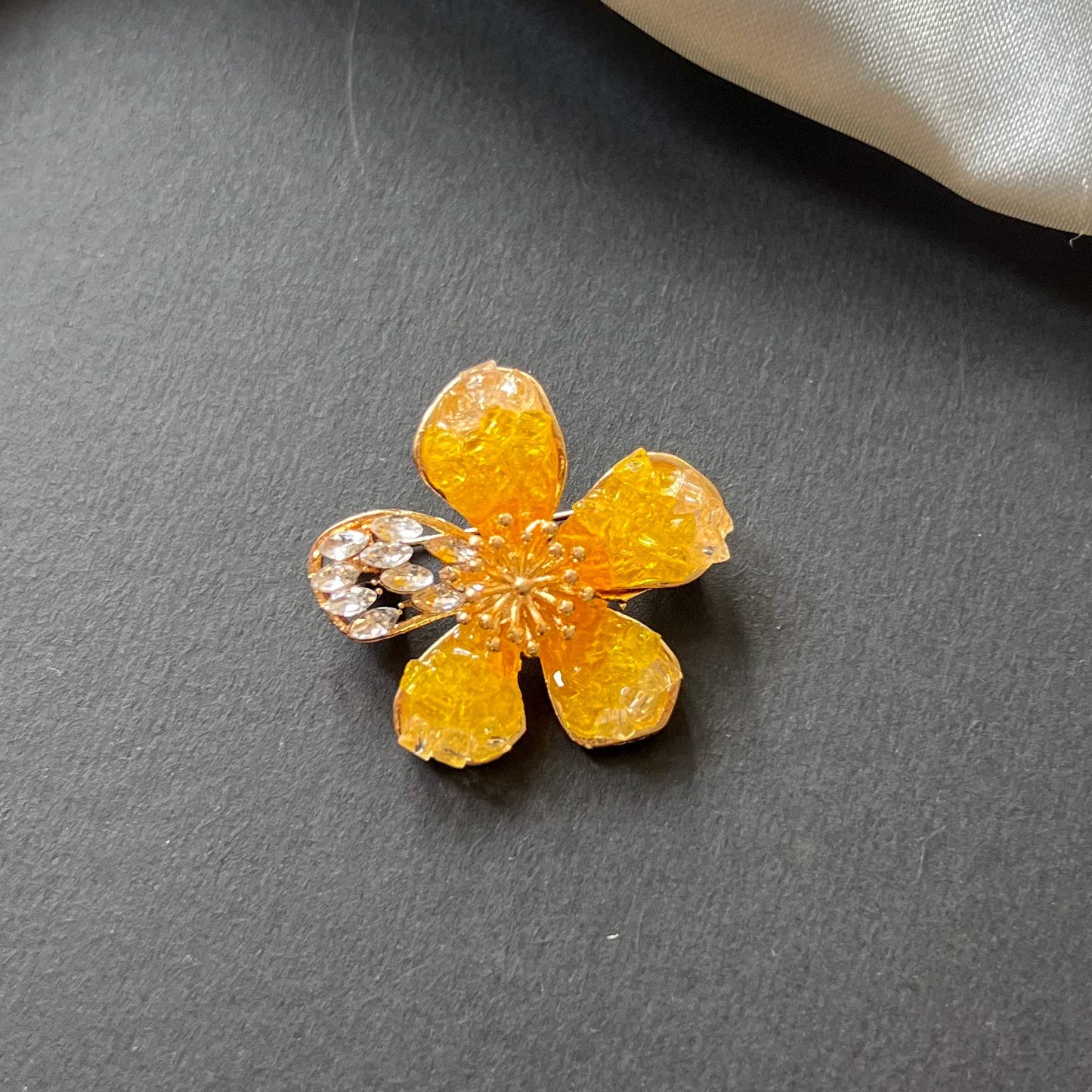Amber Bloom Crystal Brooch