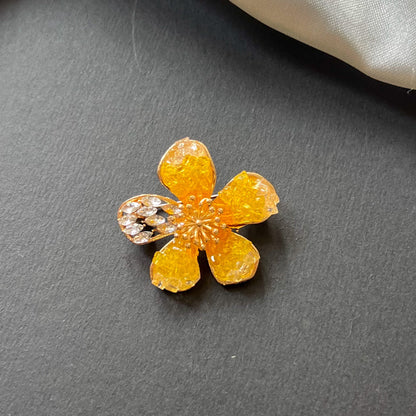 Amber Bloom Crystal Brooch