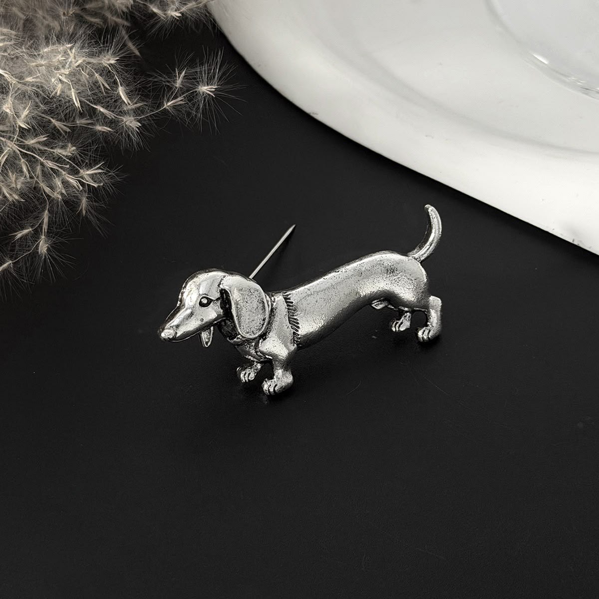 Silver Dog Brooch