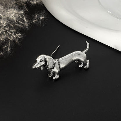 Silver Dog Brooch