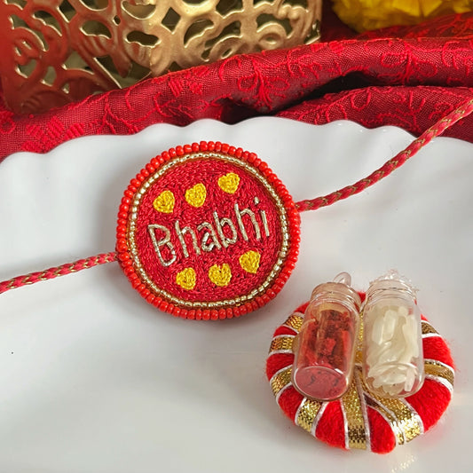 Bhabhi Handmade Beaded Rakhi - Red