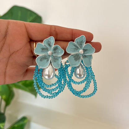 Aqua Bloom Cascade Earrings