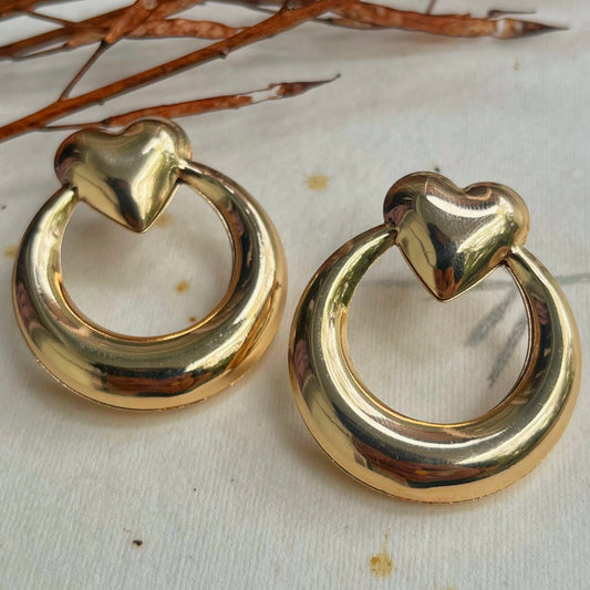 Smitten Heart Shaped Gold Plated Earrings