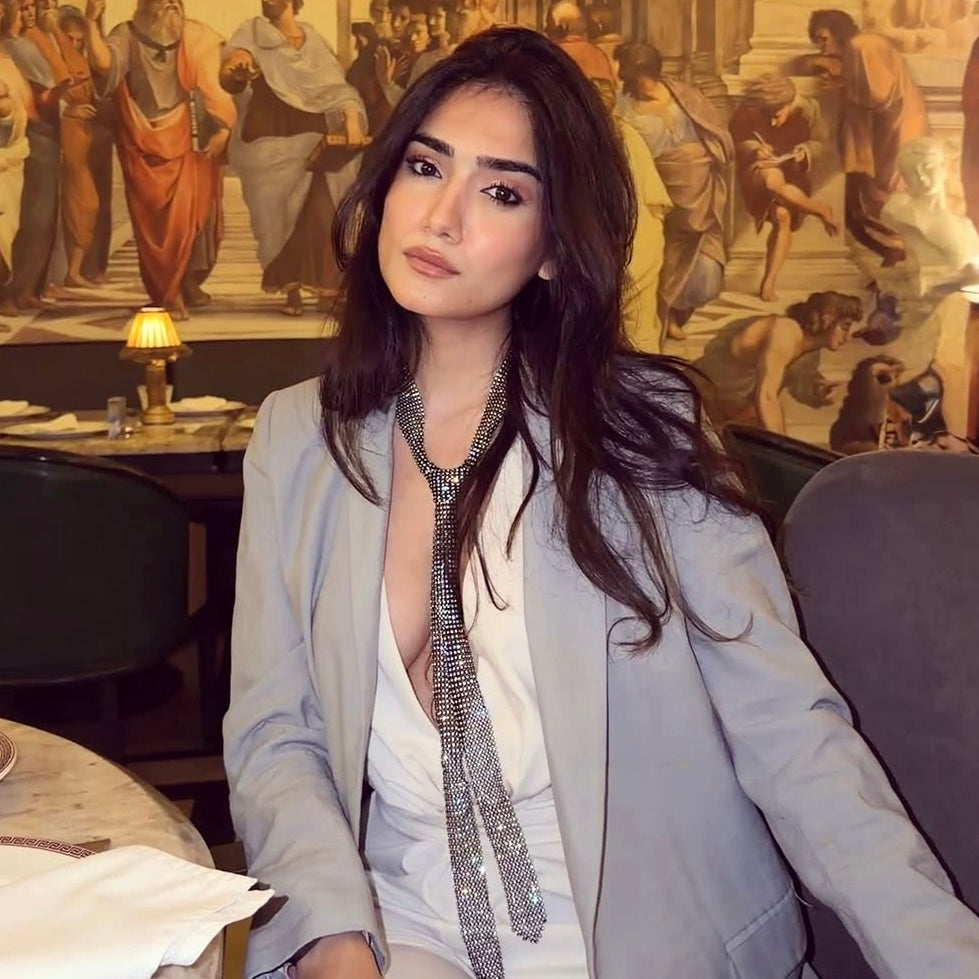 Tie Rhinestone Necklace