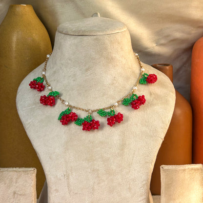 Cherry Pearl Handmade Beaded Necklace