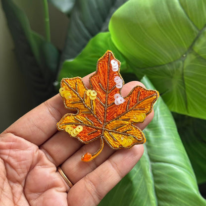 Maple Leaf  Handmade Beaded Brooch