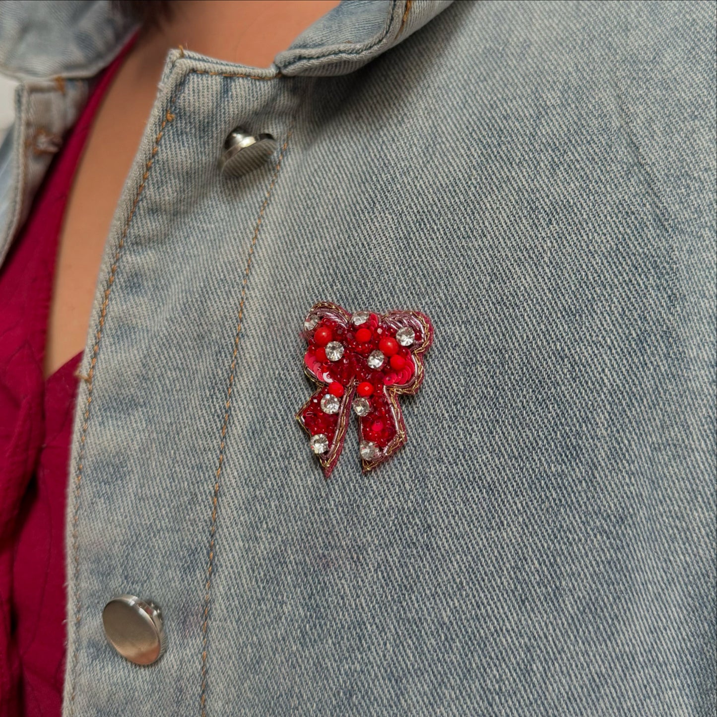 Shanaya Red Bow Brooch