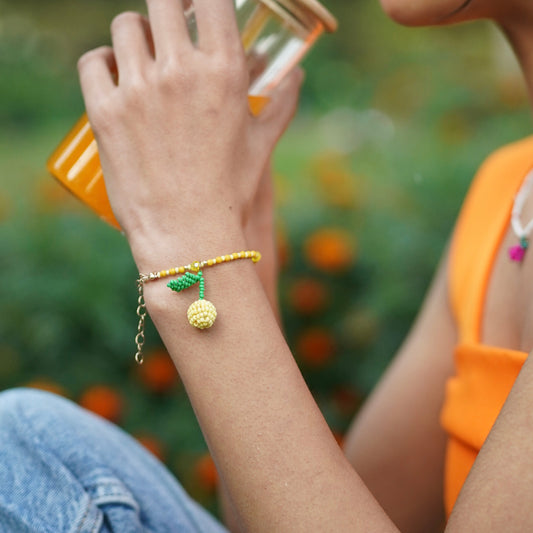 Lemon Charm Handmade Beaded Bracelet