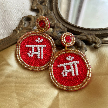 Maa Red Handmade Beaded Earrings