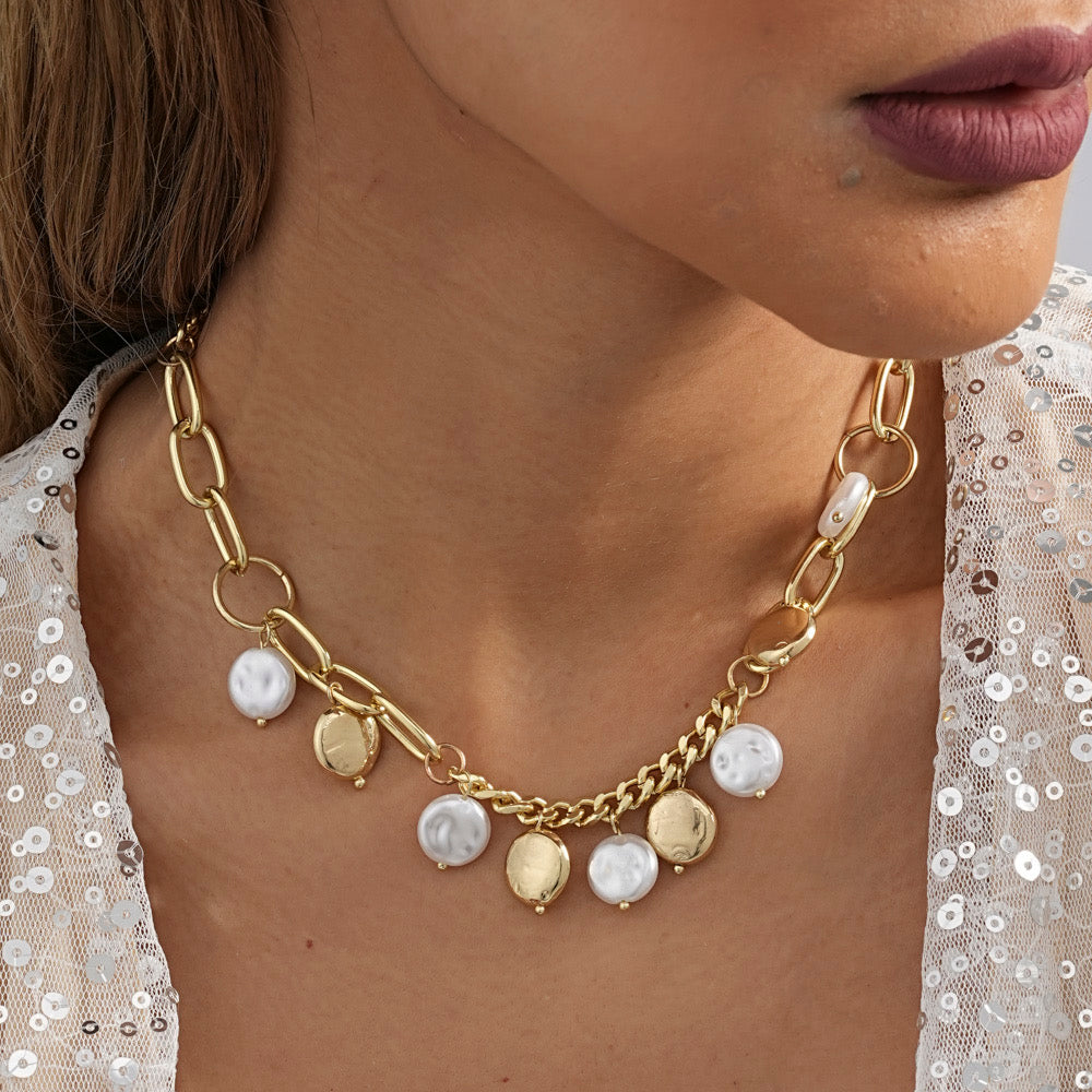 Ivory & Gold Metal Necklace