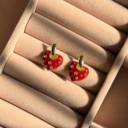 Scarlet Red Heart Earring