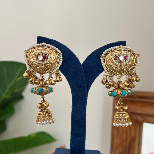 Nargis Handcrafted Brass Jhumka