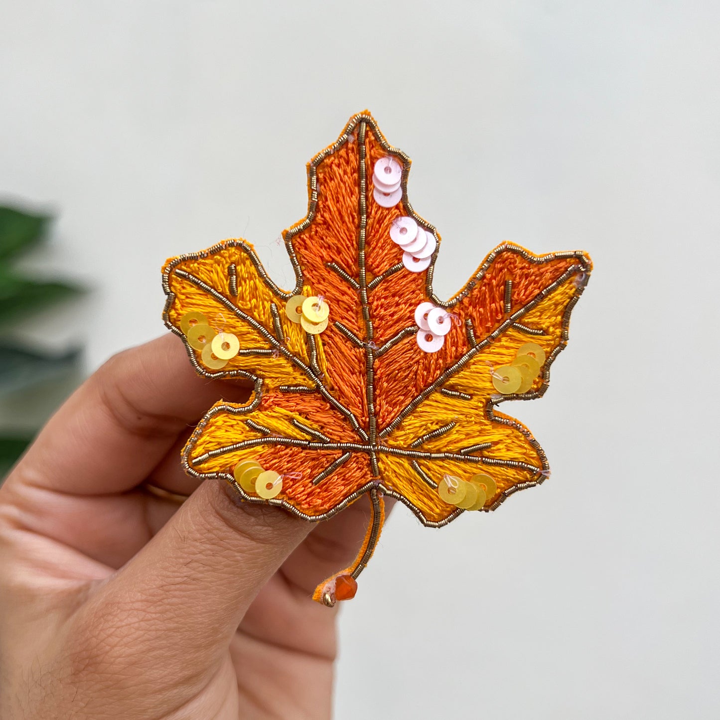 Maple Leaf  Handmade Beaded Brooch