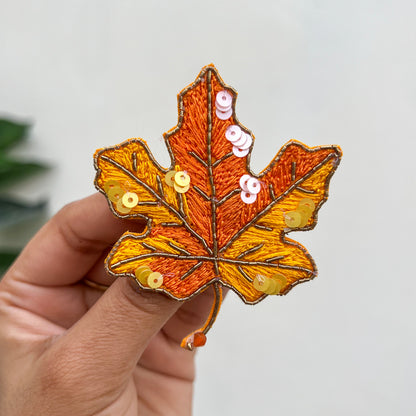 Maple Leaf  Handmade Beaded Brooch
