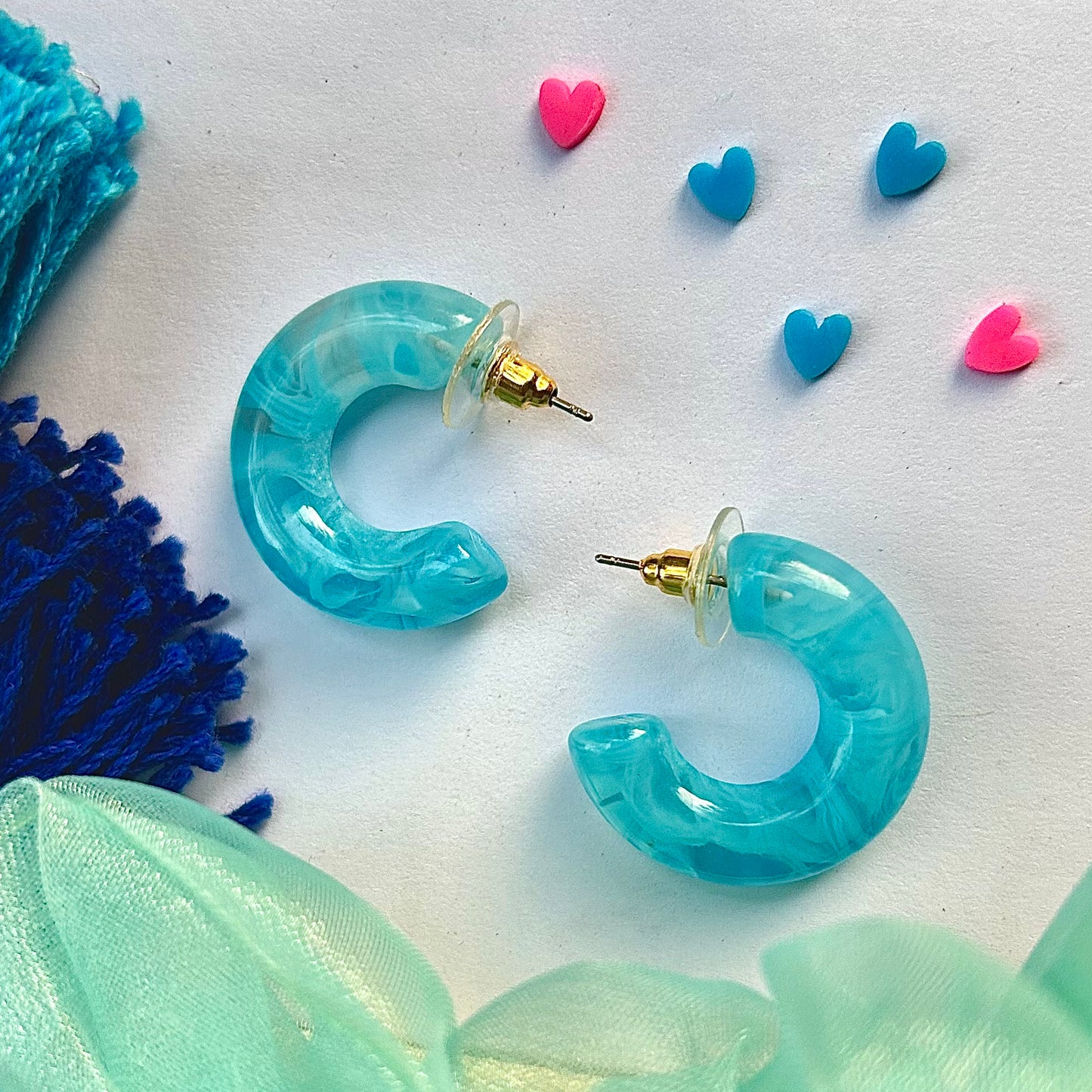 Water baby Blue Resin Earrings